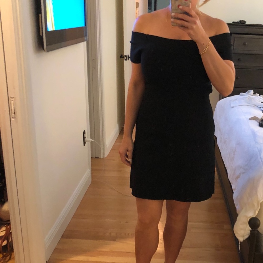 Parker off the shoulder fit and flare dress